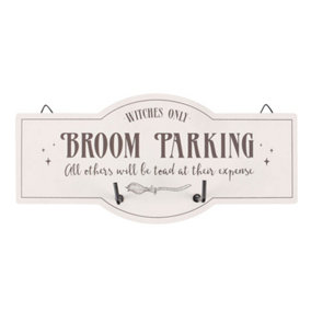Something Different Broom Parking Sign Wall Hook Cream (One Size)