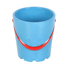 Something Different Bucket Ceramic Mug & Spoon Set Blue/Red (One Size)