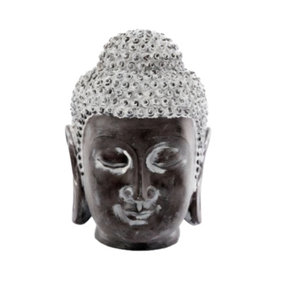 Something Different Buddha Head Stone Effect Statue Black/Grey (One Size)