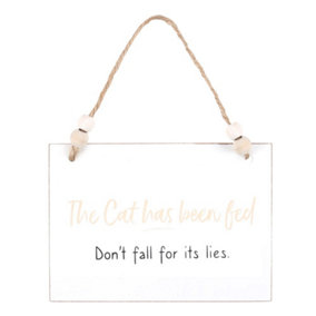 Something Different Cat Has Been Fed Hanging Sign White/Pink/Black (One Size)