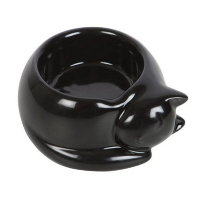 Something Different Ceramic Cat Tealight Holder Black (One Size)