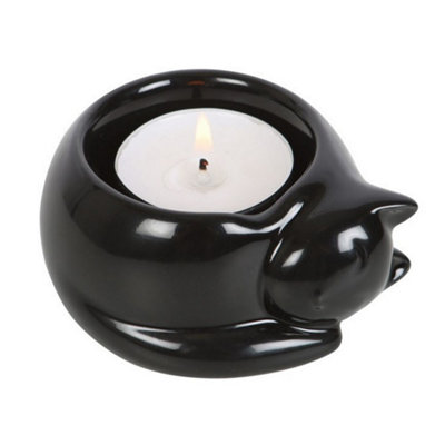 Something Different Ceramic Cat Tealight Holder Black (One Size)