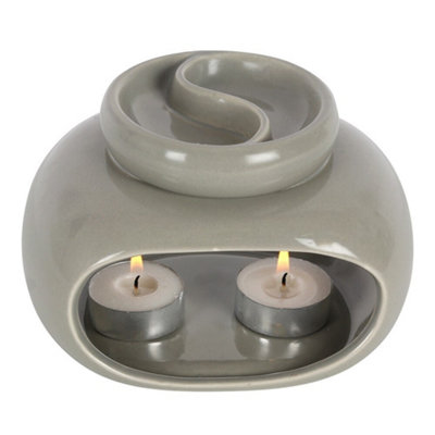 Something Different Ceramic Double Oil Burner Grey (10cm x 10.5cm x 14cm) Price Comparisons | Compare The Build