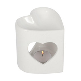 Something Different Ceramic Heart Oil Burner White (One Size)