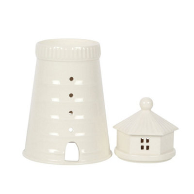 Something Different Ceramic Lighthouse Oil Burner White (18cm x 9.4cm x ...