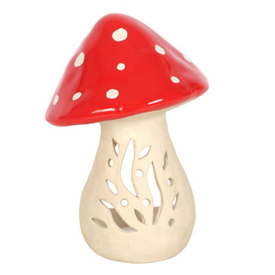 Something Different Ceramic Mushroom Tea Light Holder Red/White (One Size)