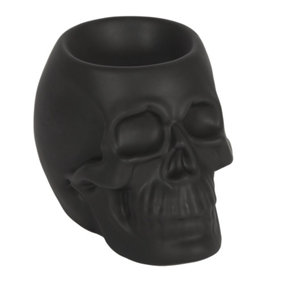 Something Different Ceramic Skull Oil Burner Matt Black (11cm x 12cm x 13cm)