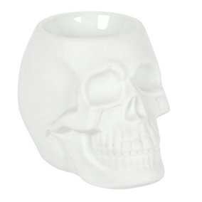 Something Different Ceramic Skull Oil Burner Matt White (11cm x 12cm x 13cm)