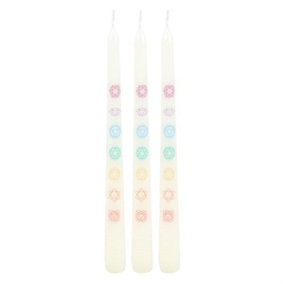 Something Different Chakra Balancing Taper Candle (Pack of 3) White/Multicoloured (One Size)
