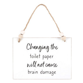 Something Different Changing The Toilet Paper Hanging Sign White/Black/Brown (One Size)