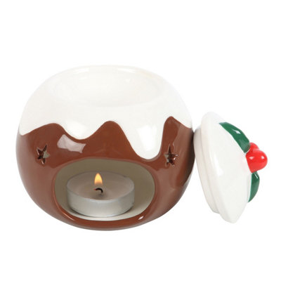 Something Different Christmas Pudding Oil Burner Brown/White (One Size)
