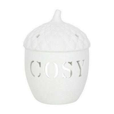 Something Different Cosy Ceramic Acorn Tealight Holder White (One Size)