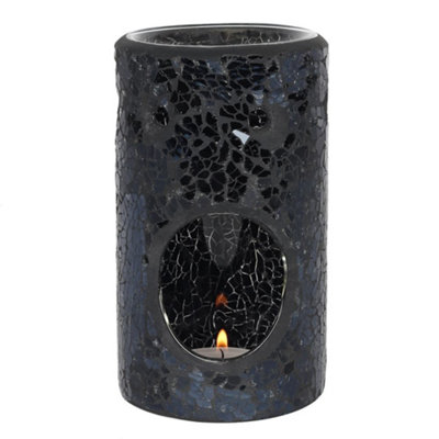 Something Different Crackle-Effect Pillar Oil Burner Black (One Size)