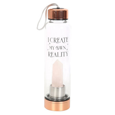 Something Different Create My Own Reality Gl Rose Quartz Water Bottle Clear/Pink (One Size)