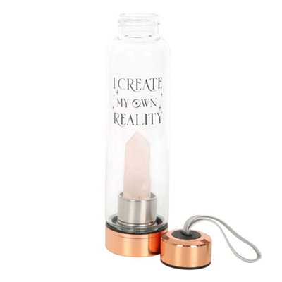 Something Different Create My Own Reality Gl Rose Quartz Water Bottle Clear/Pink (One Size)