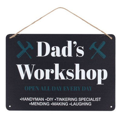 Something Different Dads Workshop Metal Hanging Sign Black/White/Blue ...