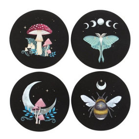 Something Different Dark Forest Coaster Set (Pack of 5) Black (One Size)
