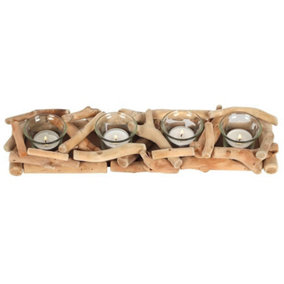 Something Different Driftwood Quadruple Candle Holder Brown (One Size)
