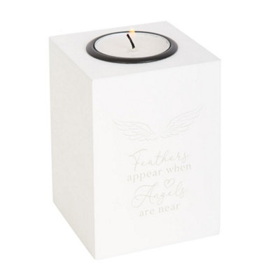 Something Different Feathers Appear When Angels Are Near Tealight Holder White (One Size)