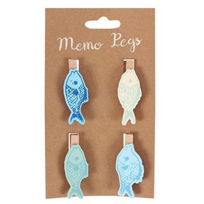 Something Different Fish Memo Pegs Pack of 4 Multicolour (One Size)