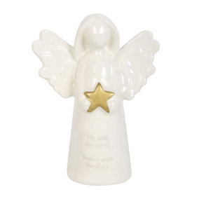 Something Different Fly With The Angels Sentiment Angel Ornament White/Gold (One Size)