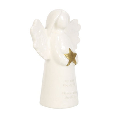 Something Different Fly With The Angels Sentiment Angel Ornament White/Gold (One Size)