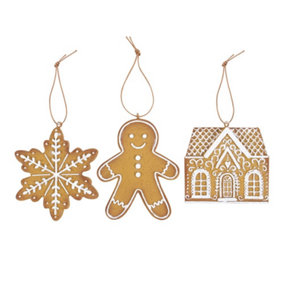 Something Different Gingerbread Hanging Decoration (Pack of 3) Brown (One Size)