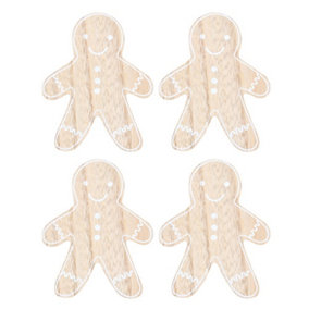 Something Different Gingerbread Man Christmas Coaster Set (Pack of 4) Beige/White (One Size)