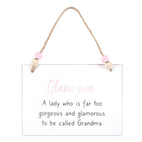 Something Different Glam-ma Hanging Sign White/Brown/Pink (One Size)