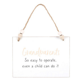 Something Different Grandparents Easy To Operate Hanging Sign White/Black/Brown (One Size)