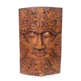 Something Different Green Man Acacia Wood Wall Decoration Brown (One Size)