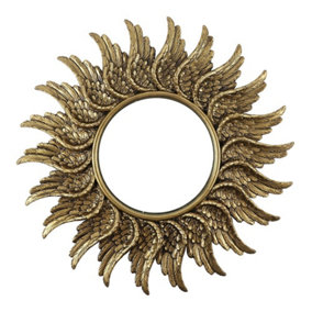 Something Different Guardian Angel Round Wall Mirror Antique Gold (58cm)