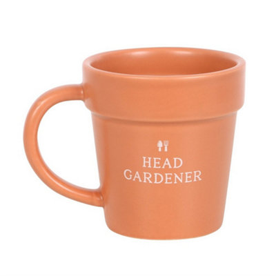 Something Different Head Gardener Plant Pot Mug & Spoon Set Orange/Silver/White (One Size)