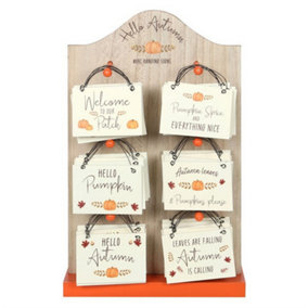 Something Different Hello Autumn Mini Hanging Sign Set (Pack of 30) Brown/Cream/Orange (One Size)