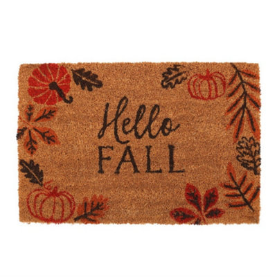 Something Different Hello Fall Pumpkin Leaves Door Mat Natural/Orange (One Size)