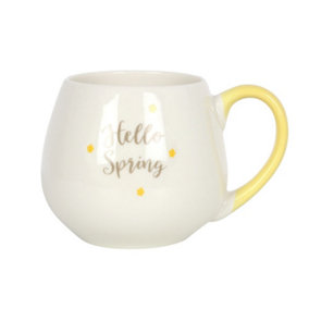 Something Different Hello Spring Round Ceramic Mug White/Yellow (One Size)