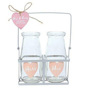 Something Different His & Hers Gl Bottle Set Silver/Clear (One Size)