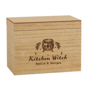 Something Different Kitchen Witch Wooden Recipe Box Brown (One Size)