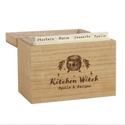 Something Different Kitchen Witch Wooden Recipe Box Brown (One Size)