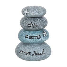 Something Different Life Is Better At The Beach Resin Stone Ornament Grey (One Size)