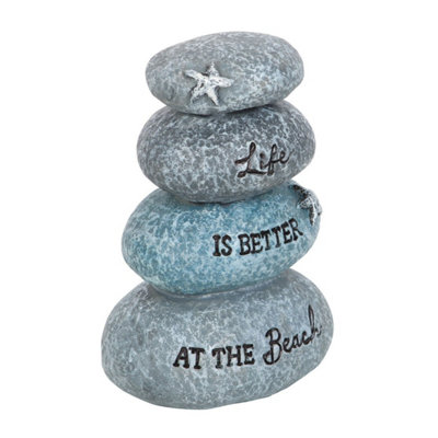 Something Different Life Is Better At The Beach Resin Stone Ornament Grey (One Size)