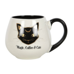 Something Different Magic Coffee & Cats Round Mug White/Black (One Size)