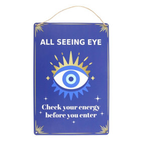 Something Different Metal All Seeing Eye Hanging Sign Blue/White (One Size)