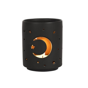 Something Different Moon Candle Holder Black/Gold (One Size)