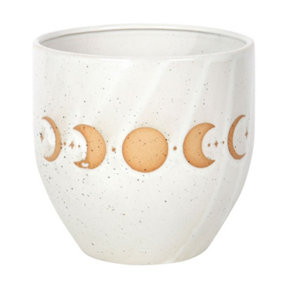 Something Different Moon Phases Plant Pot Off White/Brown (One Size)