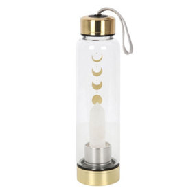 Something Different Moon Phases Quartz Water Bottle Clear/Gold (One Size)