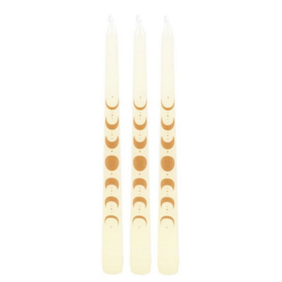 Something Different Moon Phases Taper Candle (Pack of 3) Off White (One Size)