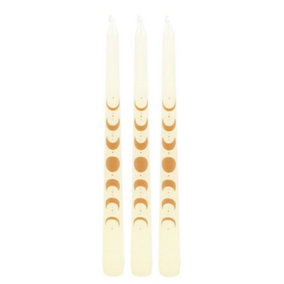Something Different Moon Phases Taper Candle (Pack of 3) Off White (One Size)