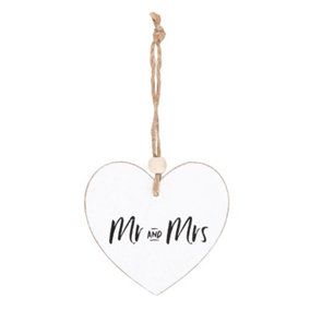 Something Different Mr and Mrs Heart Hanging Sentiment Sign White (One Size)