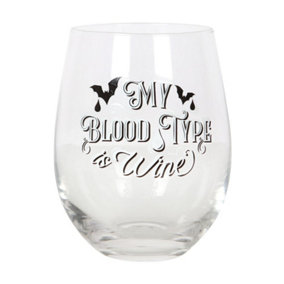 Something Different My Blood Type Is Wine Stemless Wine Gl Clear (One Size)